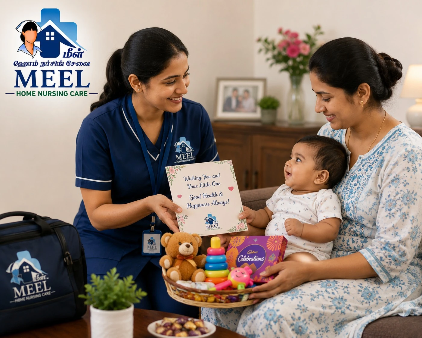 MEEL nurse supporting a mother and baby at home