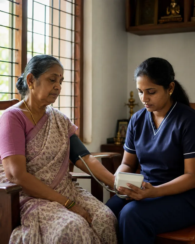 Nurse checking vitals